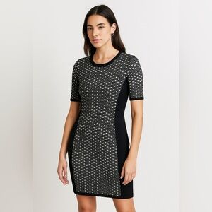Rag & Bone Black White Knit Bodycon Dress Short Sleeve Workwear Mini Dress